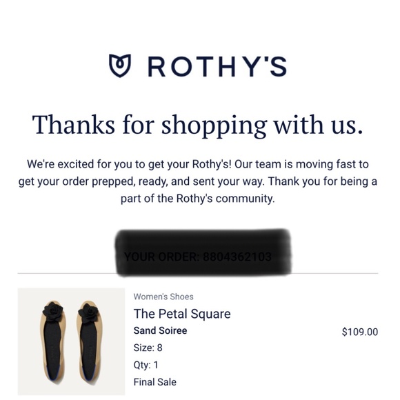 Rothy’s The Petal Square Size 8 — Beige Flats w/ Black Rosette New With Tags - Picture 6 of 7